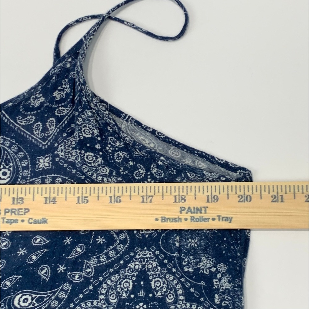 Boho Paisley Bandana Western Print Dress Blue High Low Hemline Sleeveless Large - Picture 6 of 10